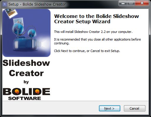 Bolide Slideshow Creatorセットアップウィザード
