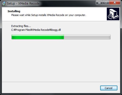 XMedia Recodeセットアップインストール中